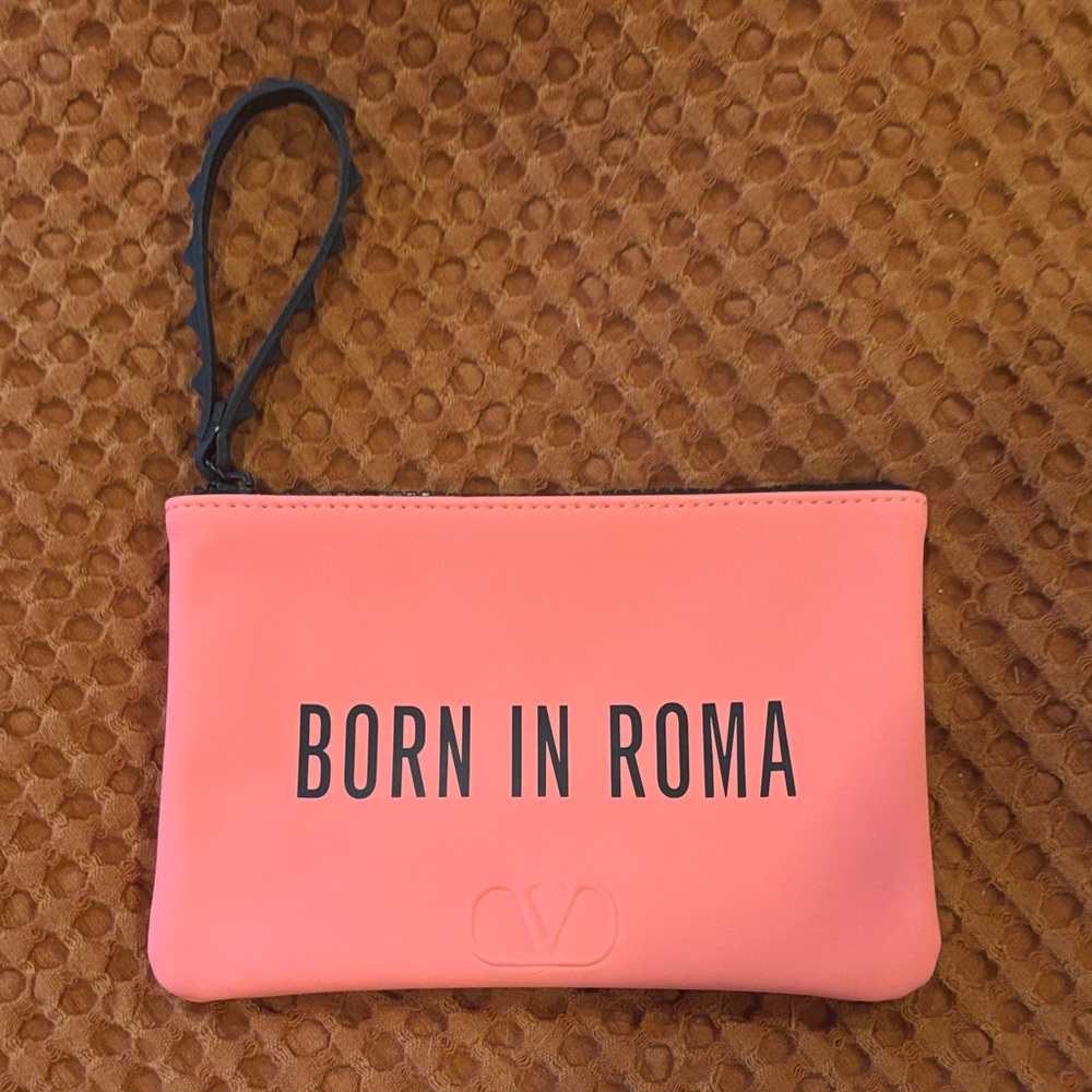 Valentino Pink 'Born in Roma' Wristlet Pouch